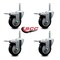 Service Caster 4 Inch Black Polyurethane Swivel 58 Inch Threaded Stem Caster Set with Total Lock Brake SCC-TSTTL20S414-PPUB-BLK-58212-4 - alternate 4